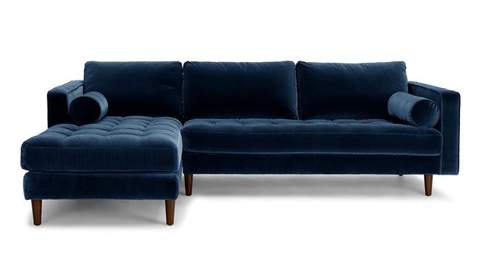 blue velvet sectional sofa