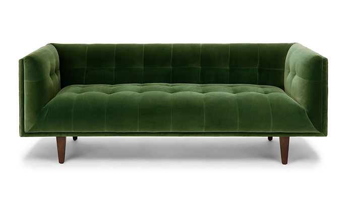 green velvet sofa